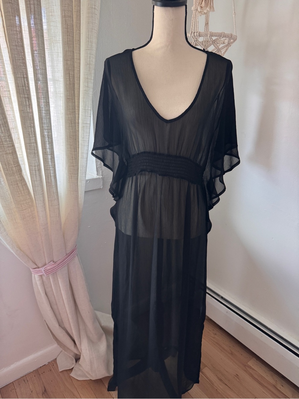 Sheer Black V-Neck Maxi Dress